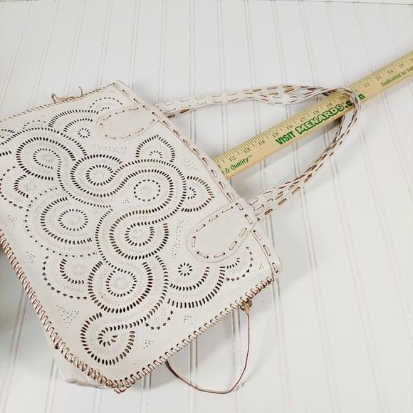 Julie Miles White Leather Cut Out Tote 0008 - Picture 14 of 15